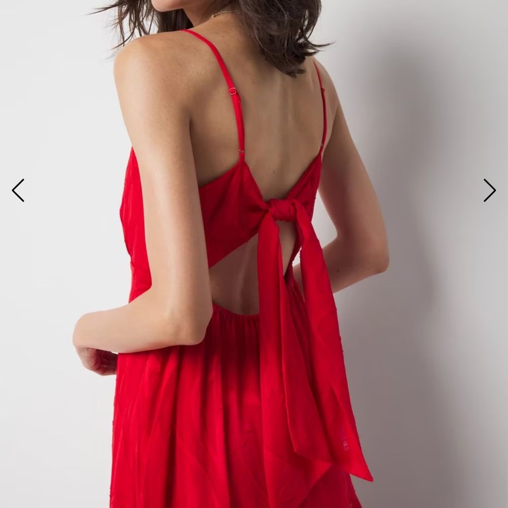 NEW $190 WHBM Red Slip Burnout Maxi Dress with Spaghetti Straps size 6 - Picture 4 of 14